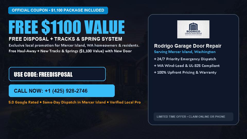 Rodrigo Garage Door Repair FREE Haul-Away & Heavy-Duty Tracks with New Door in Mercer Island, WA