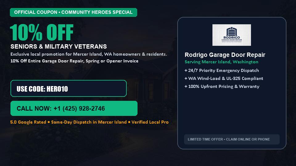 Rodrigo Garage Door Repair 10% OFF Seniors & Military Veterans